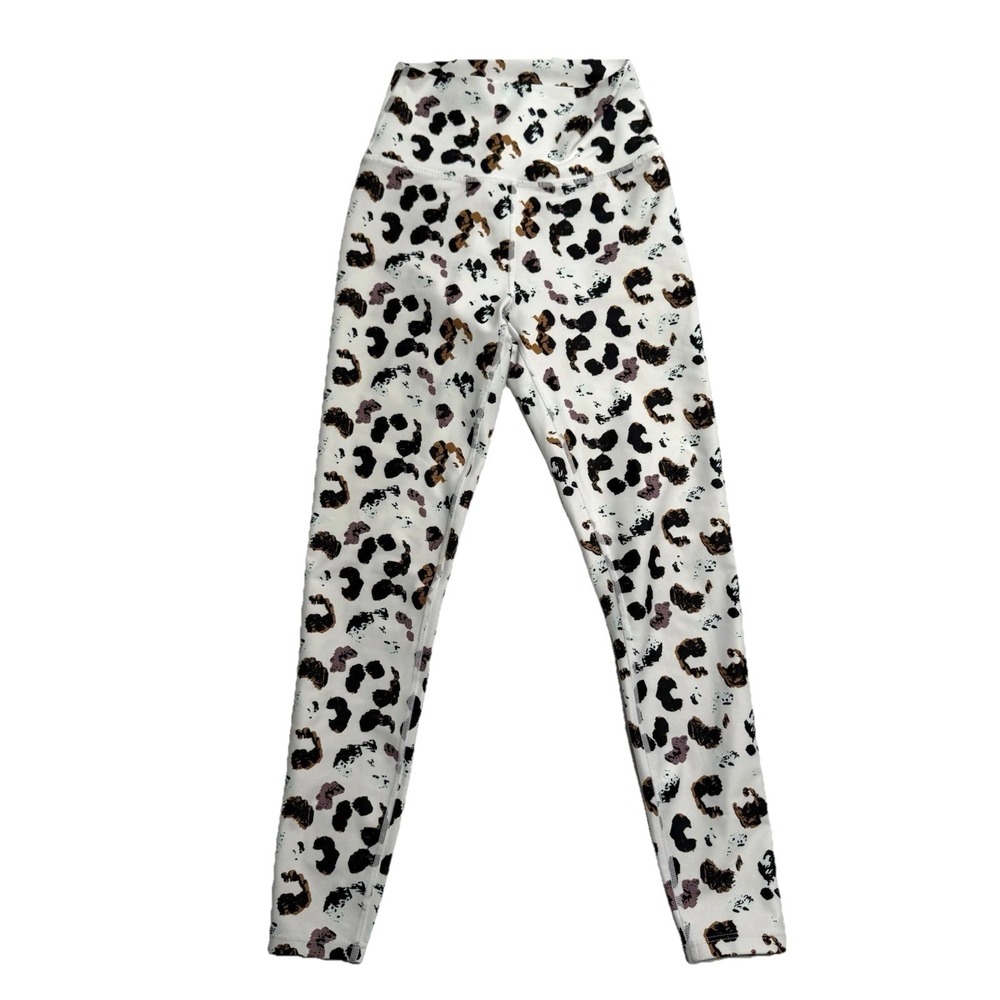 Sage Collective Leopard Print High Waist 7/8 Knit Leggings Size XS White